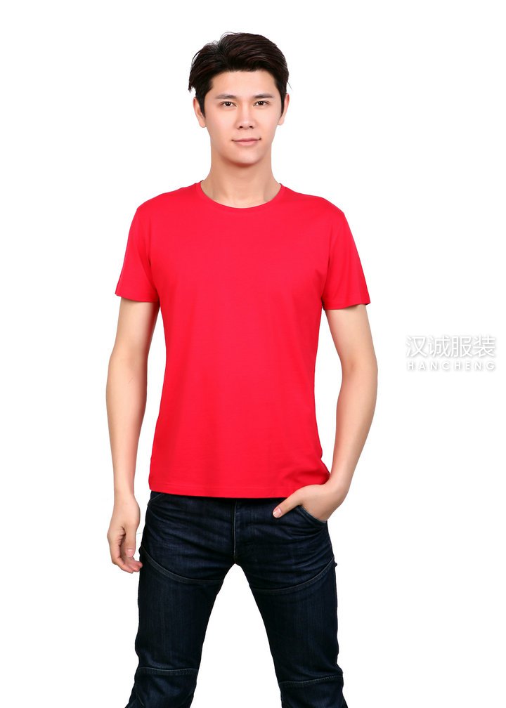 大红色莱赛尔棉文化衫-男款